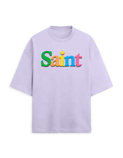 Unisex Terry Oversized Tee – Plain SAINT Text Effect Lavender - Plain Text Effect GlowZonePrints