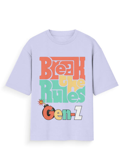 Unisex Oversized Standard T-Shirt – Break the Rules Gen-Z Lavender GlowZonePrints