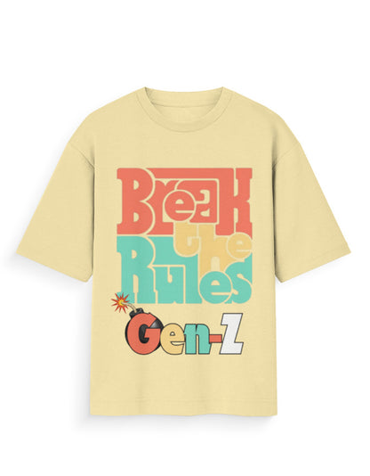 Unisex Oversized Standard T-Shirt – Break the Rules Gen-Z Beige GlowZonePrints