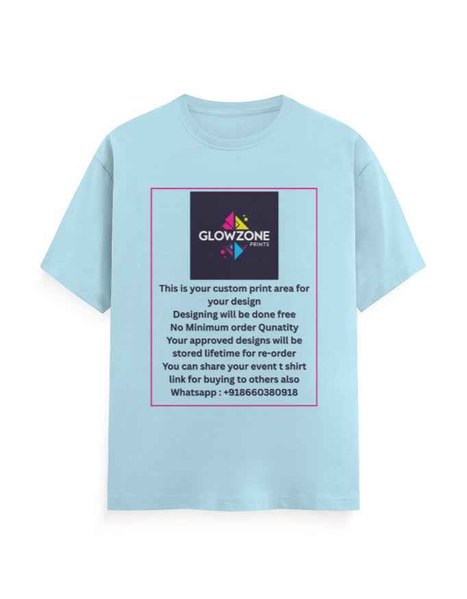 Unisex Classic Crew T-Shirt (Custom Print) Baby Blue GlowZonePrints
