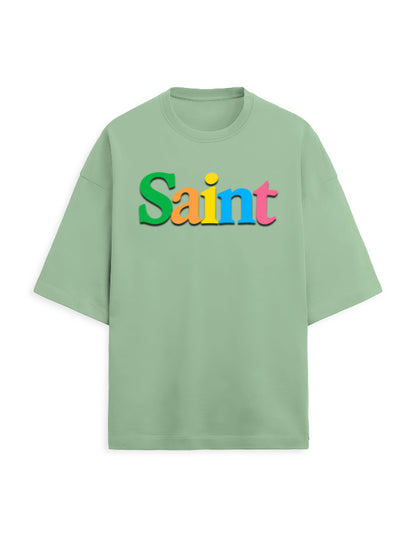 Unisex Terry Oversized Tee – Plain SAINT Text Effect Jade - Plain Text Effect GlowZonePrints