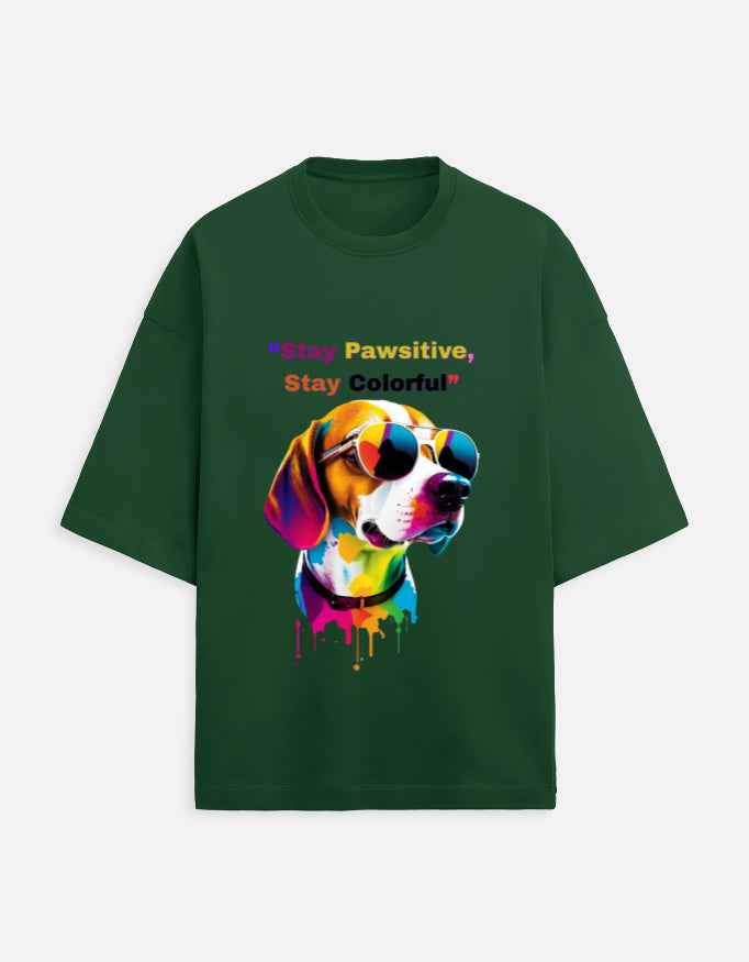 Stay Pawsitive Oversized T-Shirt – Embrace Cheer with a Trendy Fit!