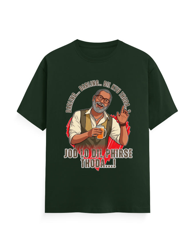 Unisex Classic Crew T-Shirt – Darling Darling Dil Kyu Thoda.? Bottle Green GlowZonePrints
