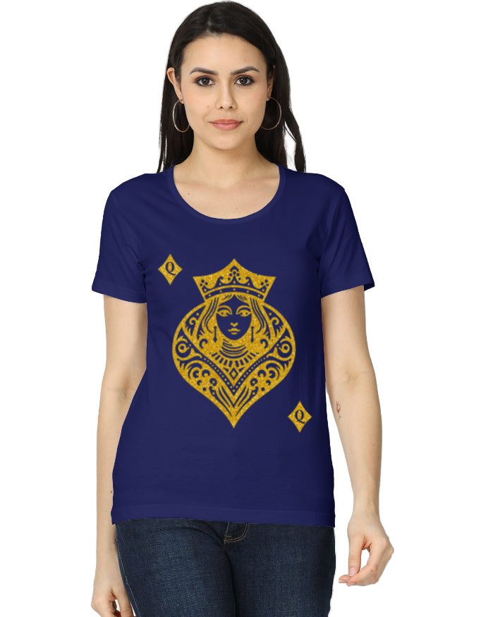 Women's Classic T-Shirt – Card Queen Diamond Royal Blue GlowZonePrints