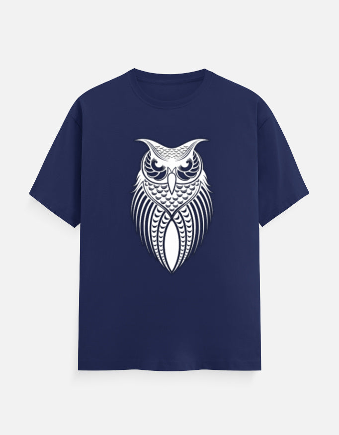 Unisex Classic Crew T-Shirt – Owl Halftone Design Royal Blue GlowZonePrints