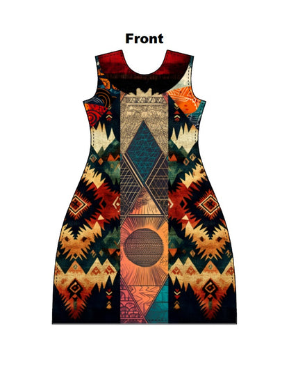 Women's AOP A-Line Dress – Tribal Geometric Bohemian Pattern GlowZonePrints