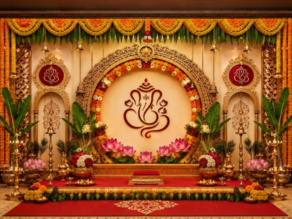 Ganesh Festival Tapestry – (16 Unique Designs) Design02 40x50 In (3.3x4.16 Feet ) GlowZonePrints