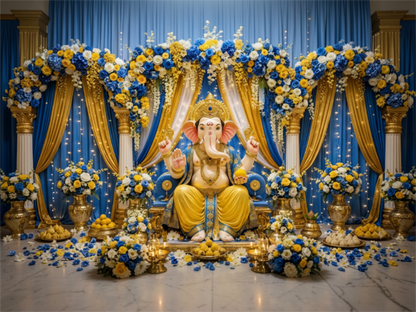Ganesh Festival Tapestry – (16 Unique Designs) Design08 40x50 In (3.3x4.16 Feet ) GlowZonePrints