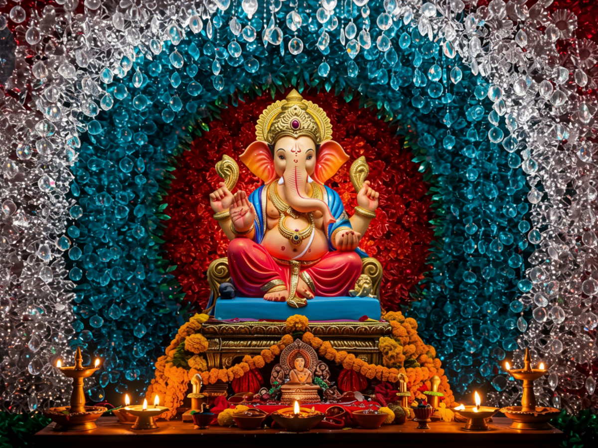 Ganesh Festival Tapestry – (16 Unique Designs) Design12 40x50 In (3.3x4.16 Feet ) GlowZonePrints