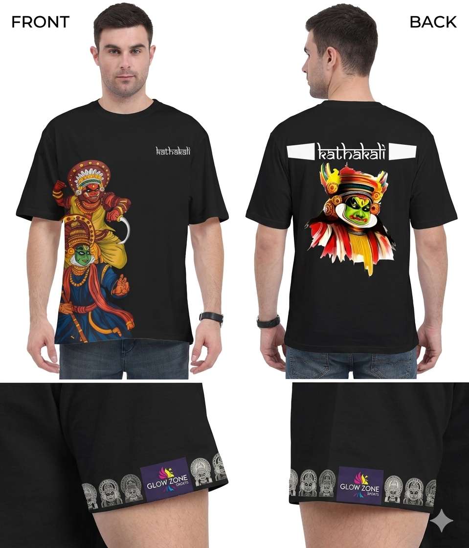 Unisex AOP Oversized Tee – Kathakali Themed Traditional T-Shirt GlowZonePrints