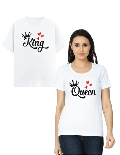 King & Queen – Embroidery Edition (Couple Set) White GlowZonePrints