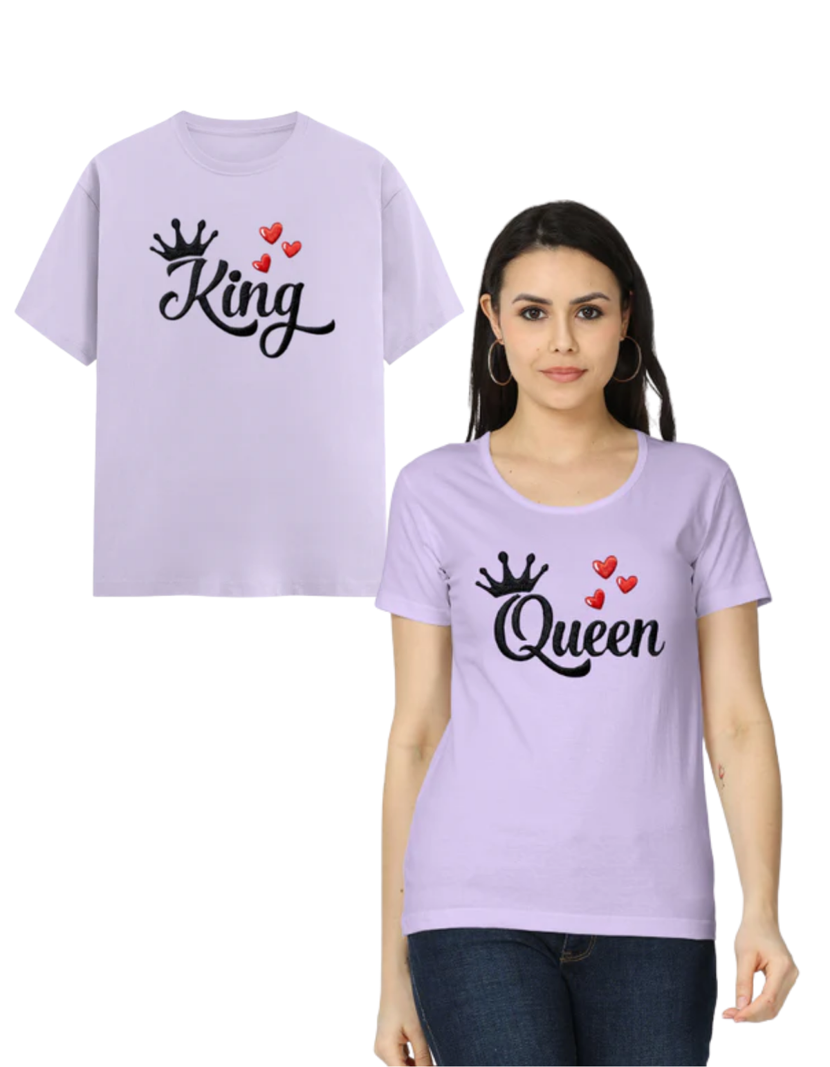 King & Queen – Embroidery Edition (Couple Set) Lavender GlowZonePrints
