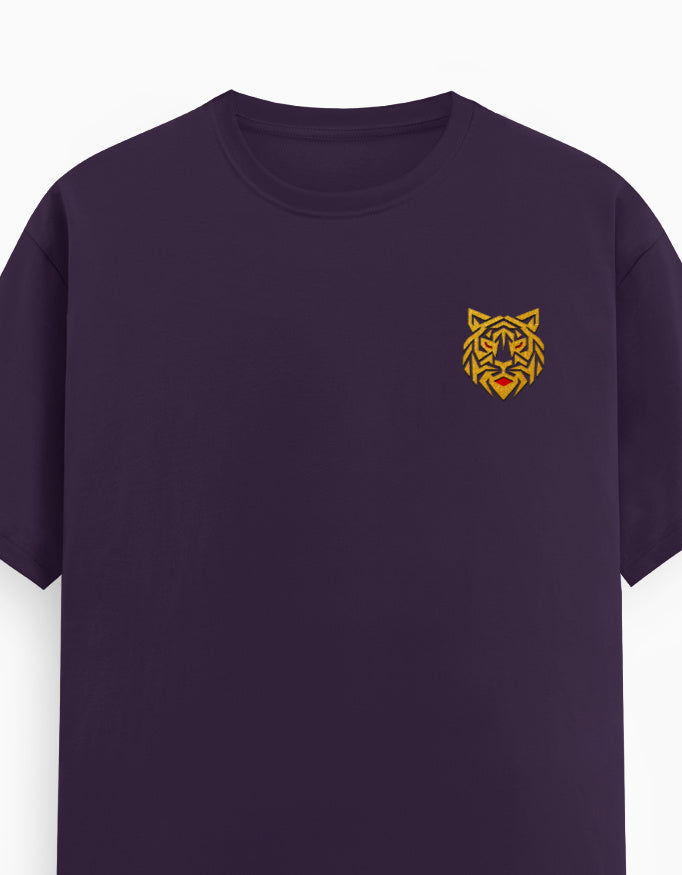 Unisex Classic Crew T-Shirt – Golden Tiger Emblem Purple GlowZonePrints