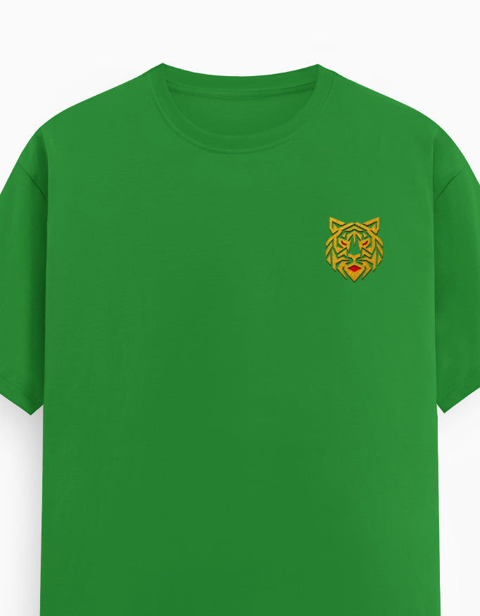 Unisex Classic Crew T-Shirt – Golden Tiger Emblem Flag Green GlowZonePrints