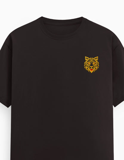 Unisex Classic Crew T-Shirt – Golden Tiger Emblem Coffee Brown GlowZonePrints