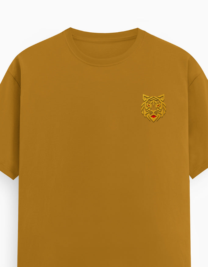Unisex Classic Crew T-Shirt – Golden Tiger Emblem Mustard Yellow GlowZonePrints