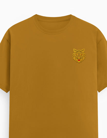 Unisex Classic Crew T-Shirt – Golden Tiger Emblem Mustard Yellow GlowZonePrints