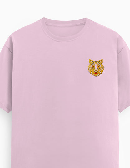 Unisex Classic Crew T-Shirt – Golden Tiger Emblem Light Baby Pink GlowZonePrints