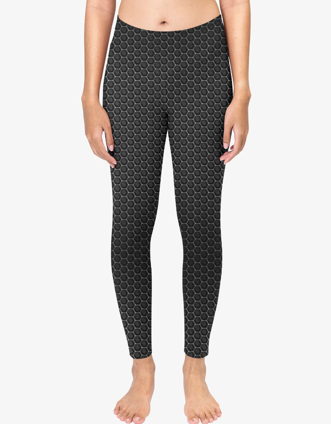 Women's AOP Gym Leggings – Carbon Hex Performance Pattern Carbon Hex Pattern GlowZonePrints