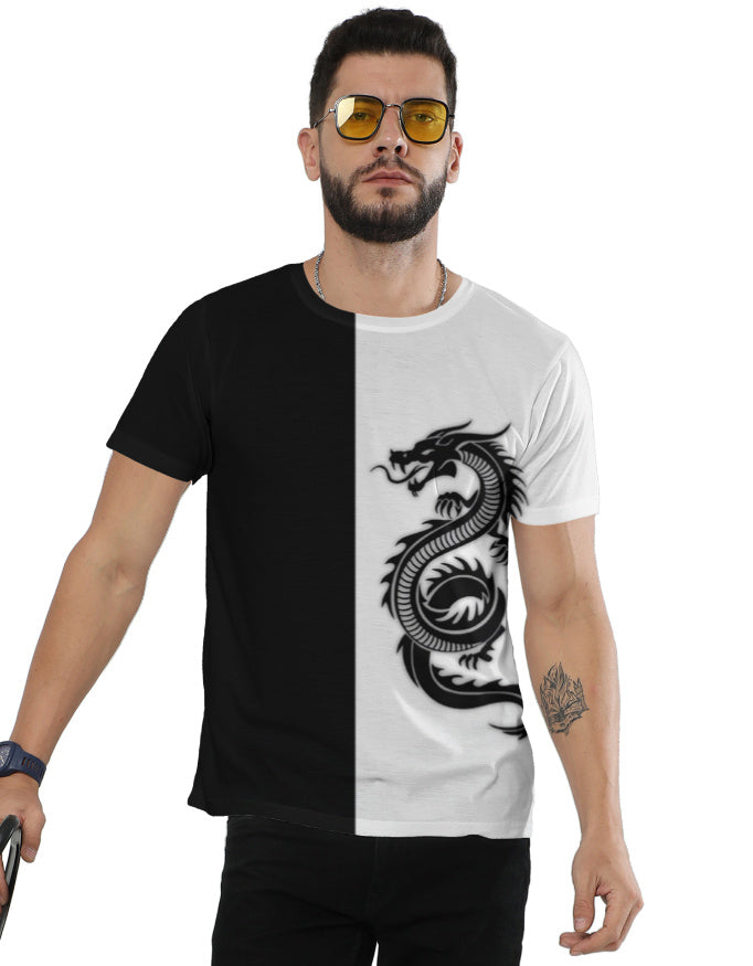 Dragon Black &amp; White AOP T-Shirt | Unisex Dragon M GlowZonePrints