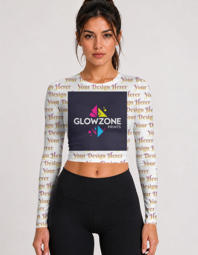 Women's Full Sleeve Crop Top – Custom All-Over Print-AOP Cutsom AOP GlowZonePrints
