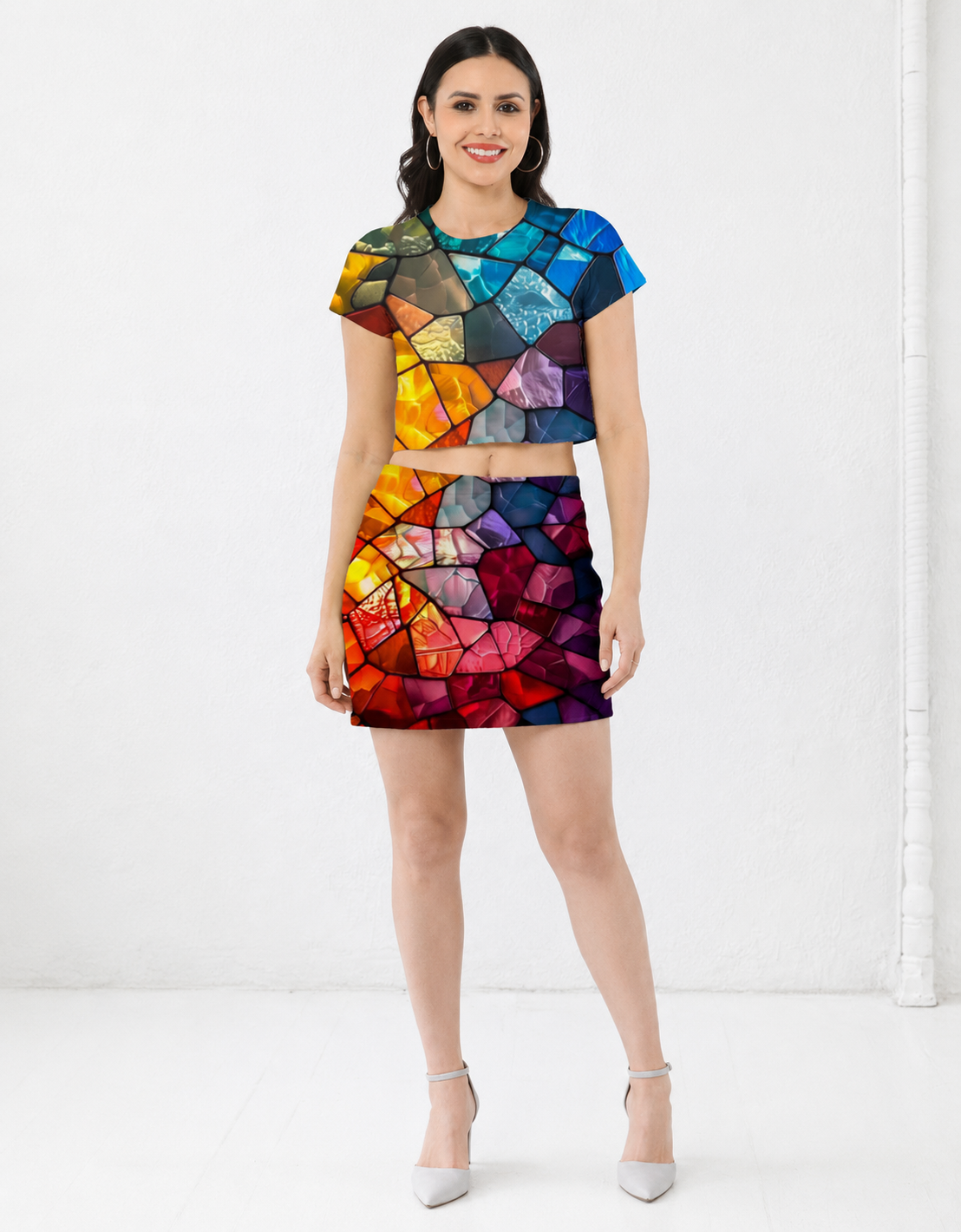 NeoColorFull AOP Crop Top & Mini Skirt Set XXL GlowZonePrints
