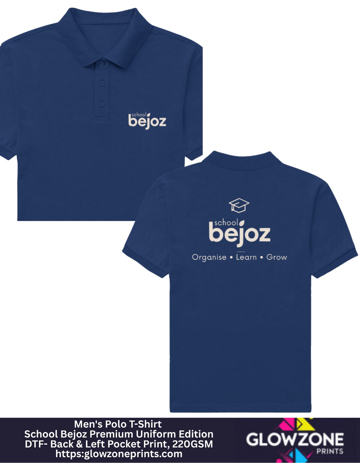 Men's Polo T-Shirt – School Bejoz Premium Uniform Royal Blue GlowZonePrints