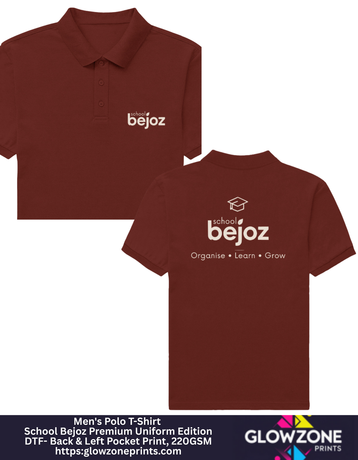 Men's Polo T-Shirt – School Bejoz Premium Uniform Brick Red GlowZonePrints