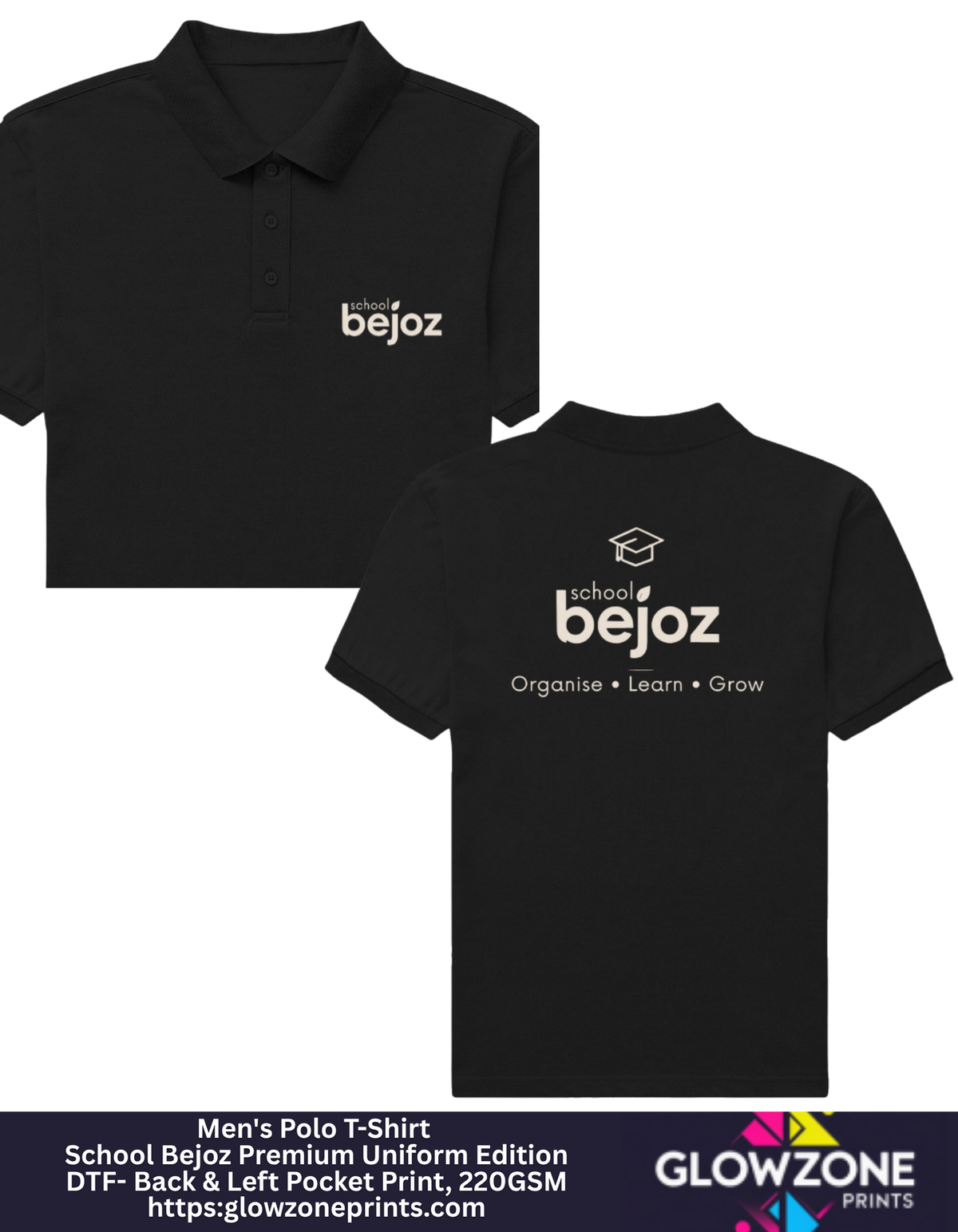 Men's Polo T-Shirt – School Bejoz Premium Uniform Black GlowZonePrints